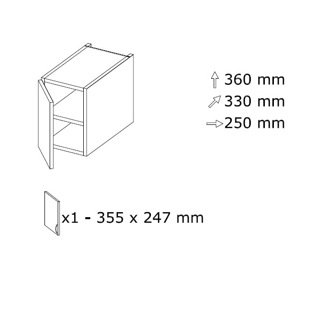 Seinäkaappi NOD 25 L 250 x K 360 Seinäkaappi NOD 25 L 250 x K 360